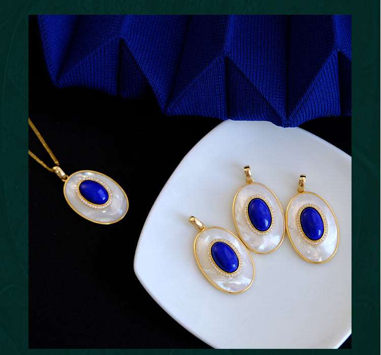 Lapis Lazuli Necklace, detail view of the handcrafted silver necklace