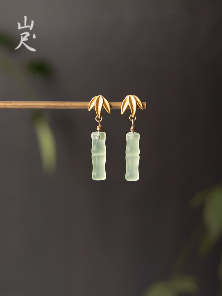 Little Bamboo Jade Earrings | Jade Jewelry - OrientGem