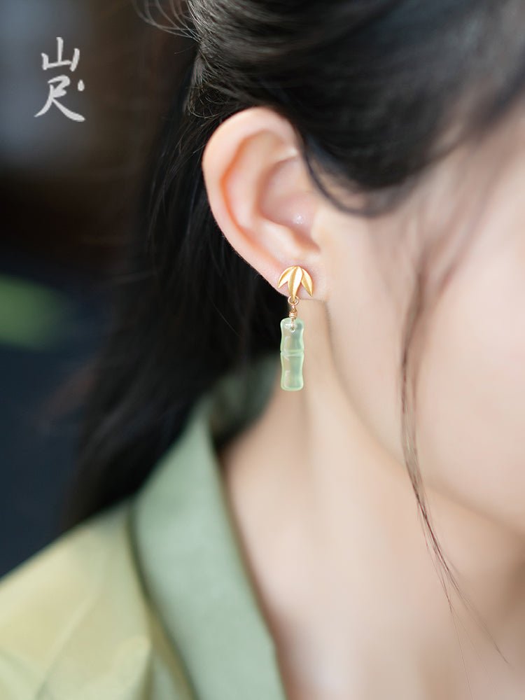 Little Bamboo Jade Earrings | Jade Jewelry - OrientGem