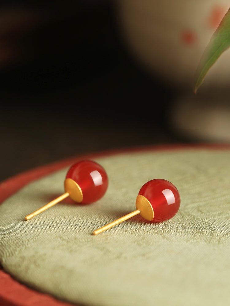 Little Red Agate Jade Earrings | Jade Jewelry - OrientGem