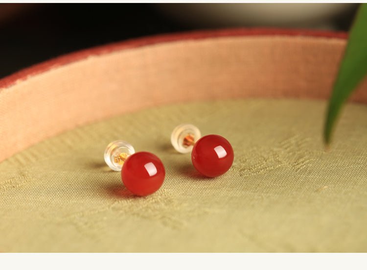 Little Red Agate Jade Earrings | Jade Jewelry - OrientGem