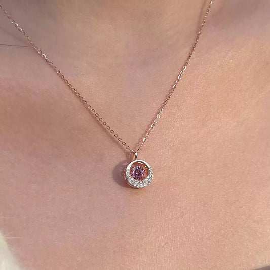 Moonbeam Dancing Heart Sparkling Rose Gold Necklace | Moissanite pendant - necklace - ORIENTGEM