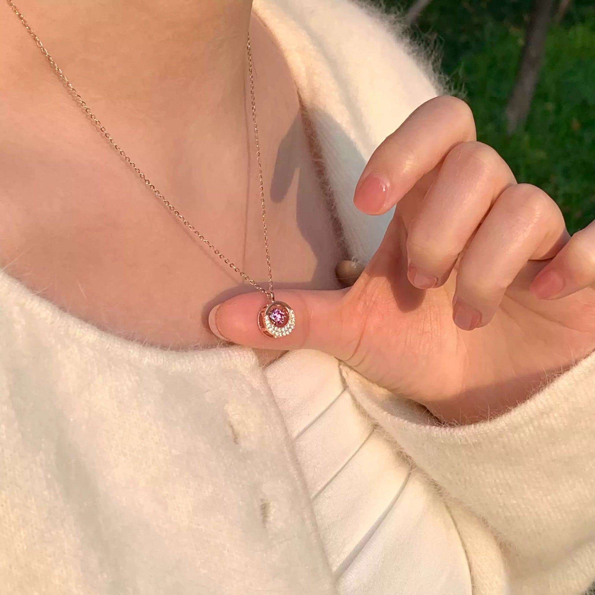 Moonbeam Dancing Heart Sparkling Rose Gold Necklace | Moissanite pendant - necklace - ORIENTGEM