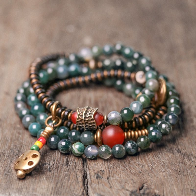Natural Agate & Copper Beads Bracelet - jade jewelry - ORIENTGEM