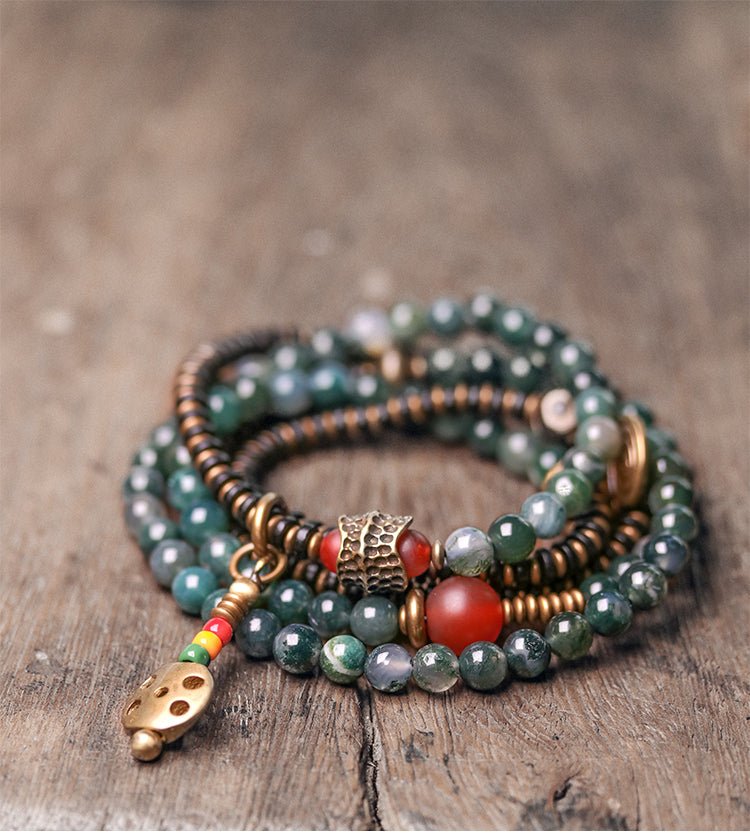 Natural Agate & Copper Beads Bracelet - jade jewelry - ORIENTGEM