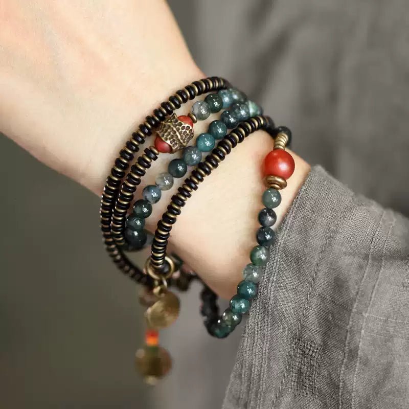 Natural Agate & Copper Beads Bracelet - jade jewelry - ORIENTGEM