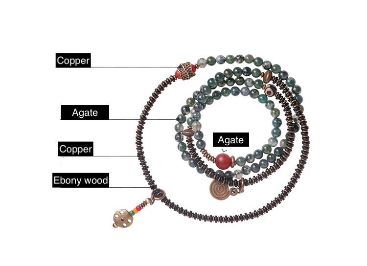 Natural Agate & Copper Beads Bracelet - jade jewelry - ORIENTGEM