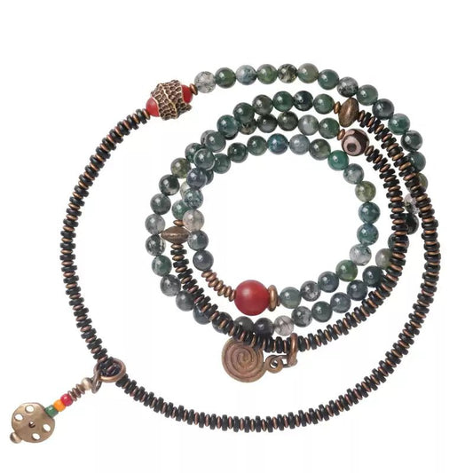 Natural Agate & Copper Beads Bracelet - Bracelets - ORIENTGEM