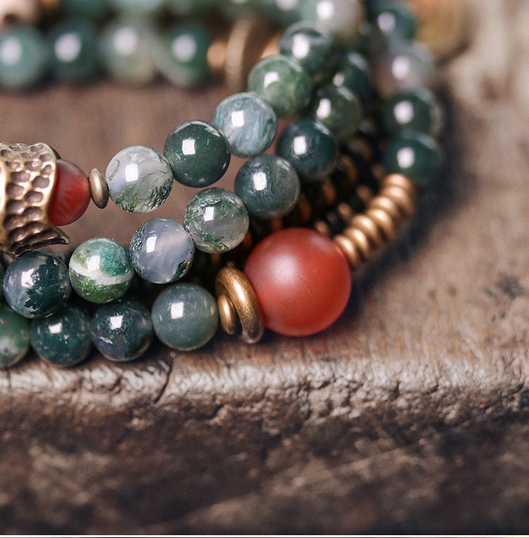 Natural Agate & Copper Beads Bracelet - jade jewelry - ORIENTGEM