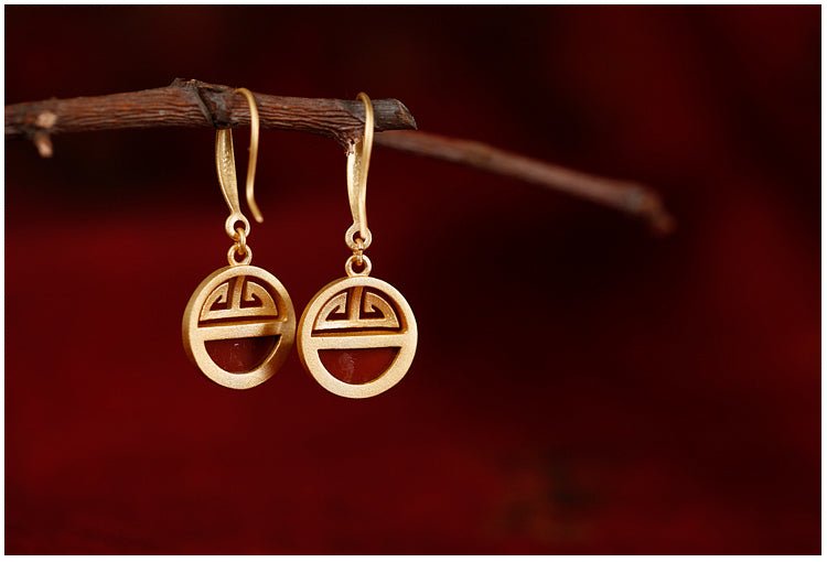 Palace Jade Earrings, detail view of the handcrafted natural stone earrings