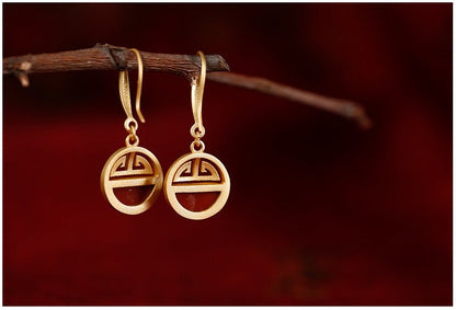 Palace Jade Earrings, detail view of the handcrafted natural stone earrings