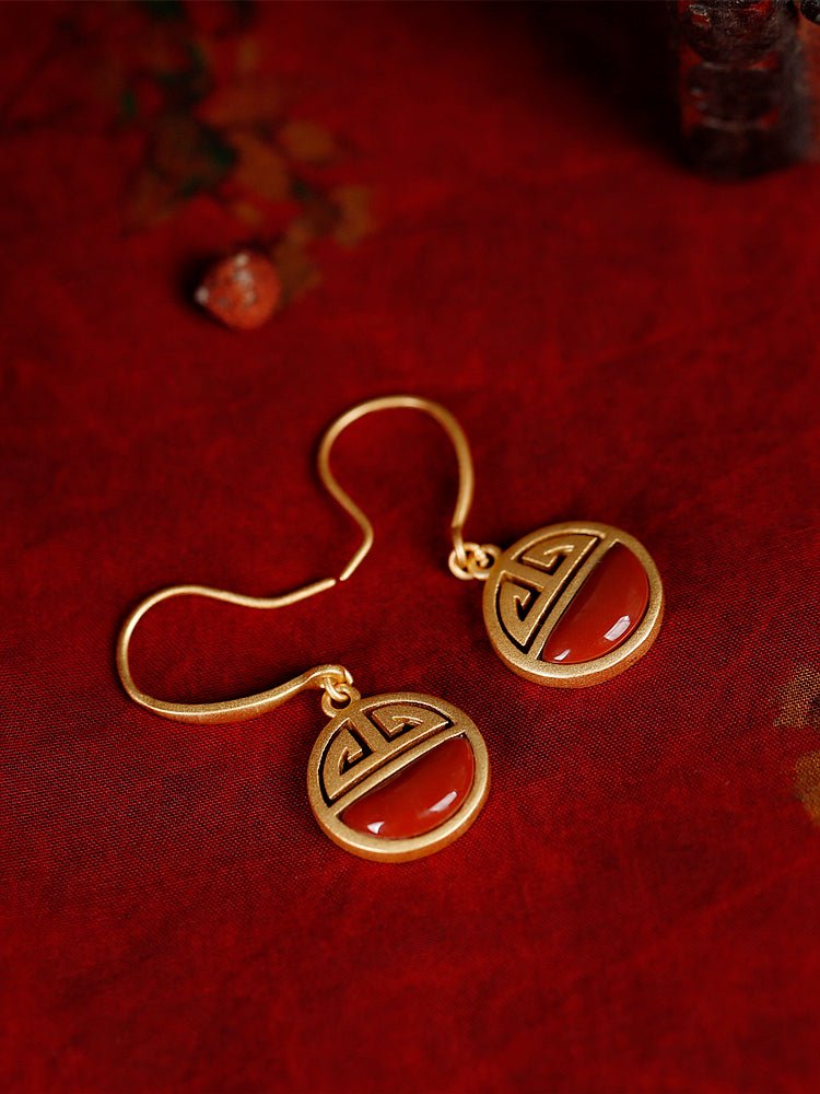 Palace Jade Earrings, detail view of the handcrafted natural stone earrings