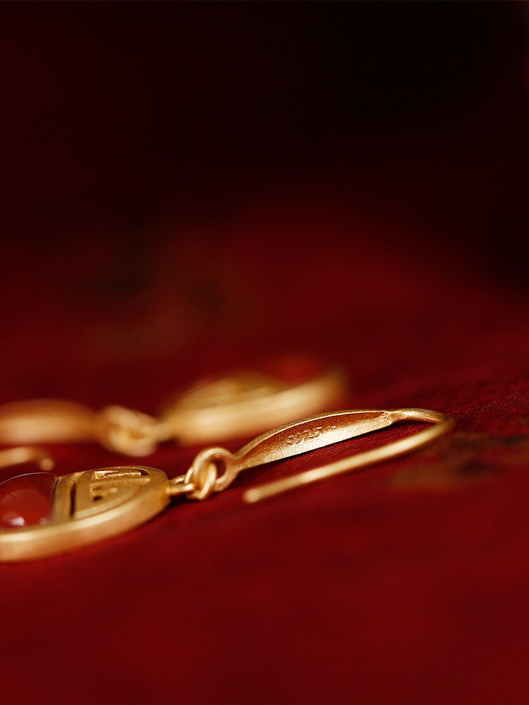 Palace Jade Earrings, detail view of the handcrafted natural stone earrings