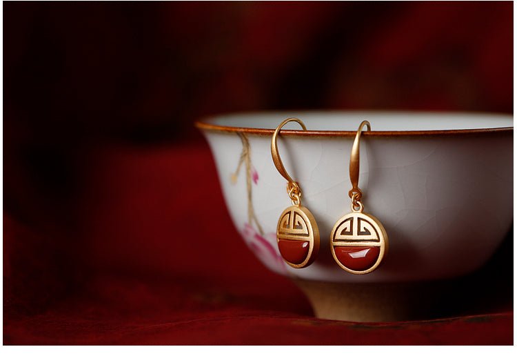 Palace Jade Earrings, detail view of the handcrafted natural stone earrings
