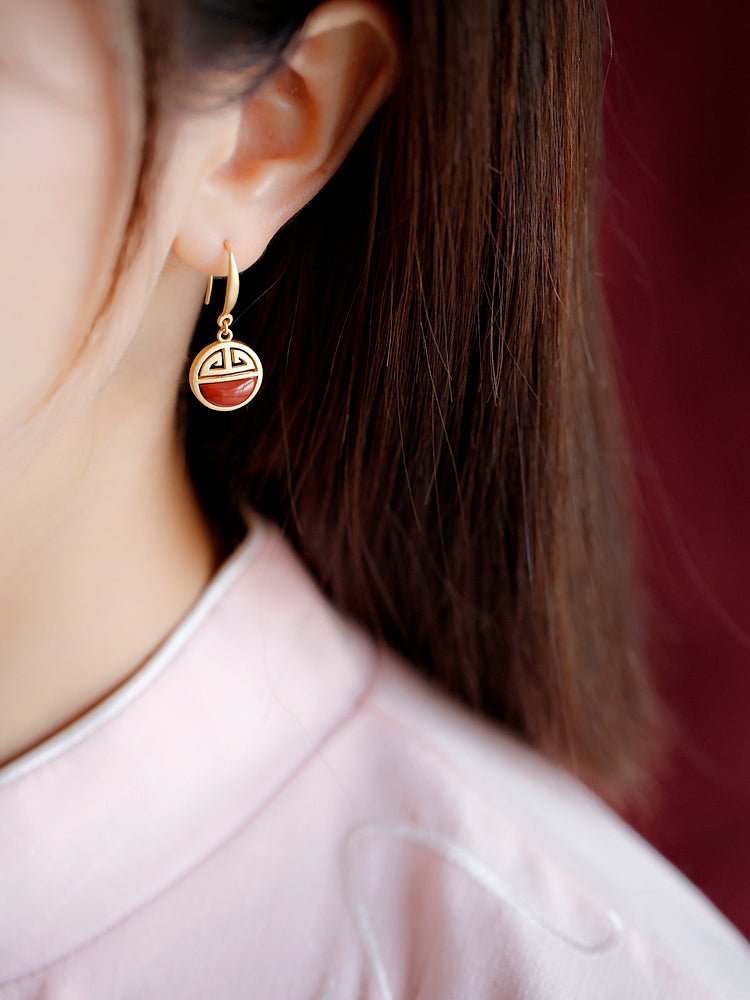 Palace Jade Earrings, alternate view of the handcrafted natural stone earrings