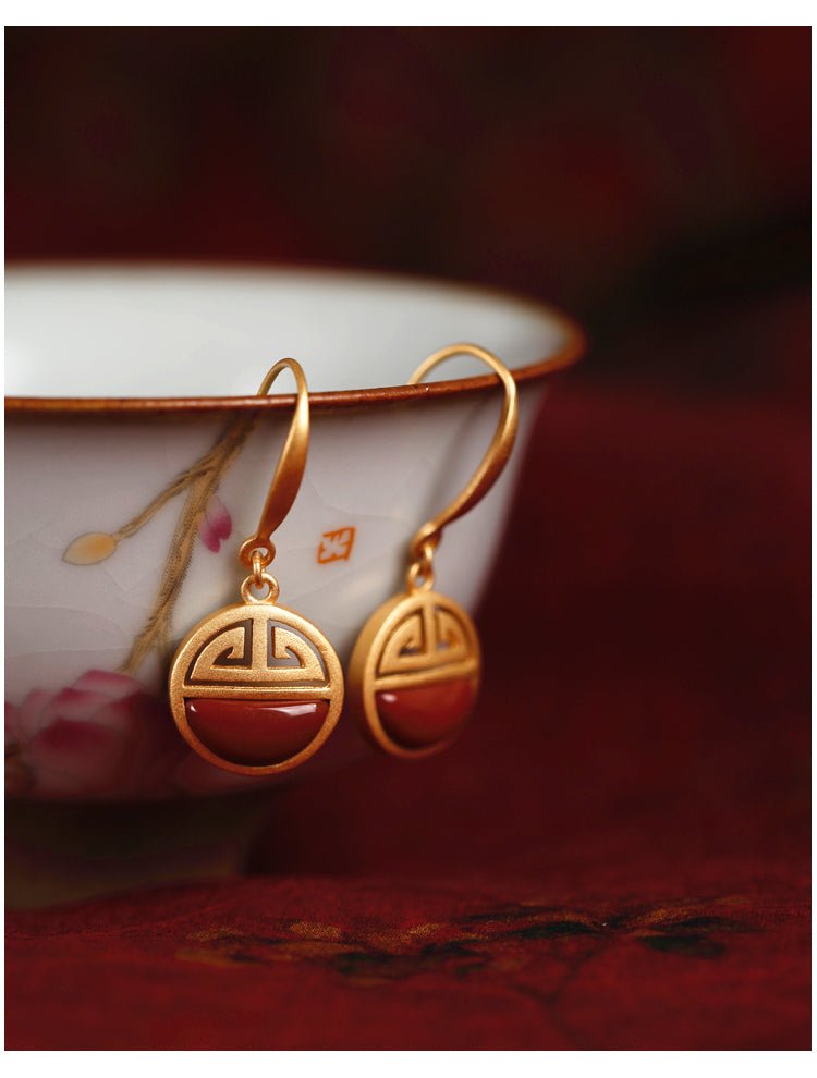 Palace Jade Earrings, detail view of the handcrafted natural stone earrings