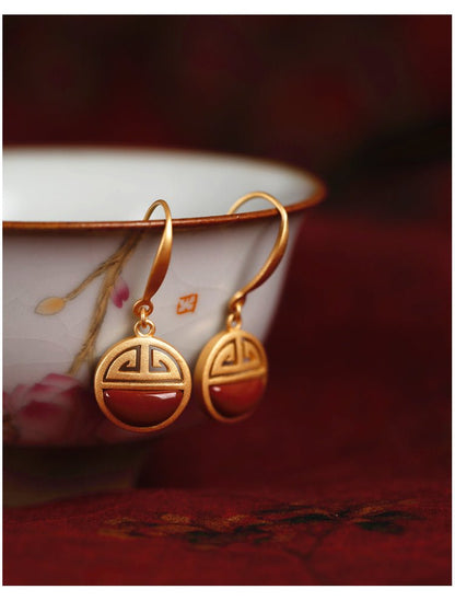 Palace Jade Earrings, detail view of the handcrafted natural stone earrings