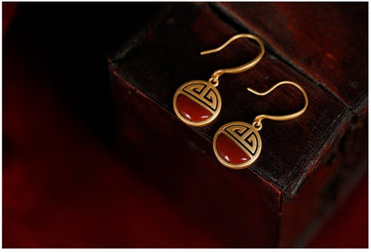 Palace Jade Earrings, detail view of the handcrafted natural stone earrings