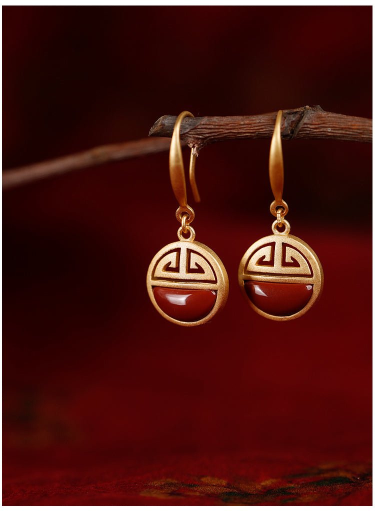 Palace Jade Earrings, detail view of the handcrafted natural stone earrings