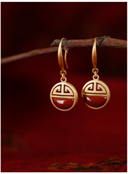 Palace Jade Earrings, detail view of the handcrafted natural stone earrings