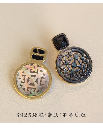 Palace Necklace, detail view of the handcrafted silver earrings