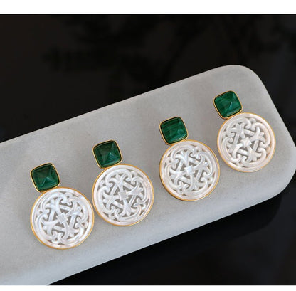 Palace Necklace, detail view of the handcrafted silver earrings