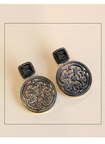 Palace Necklace, detail view of the handcrafted silver earrings