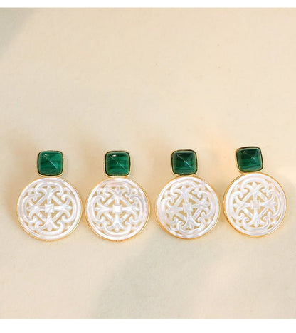 Palace Necklace, detail view of the handcrafted silver earrings