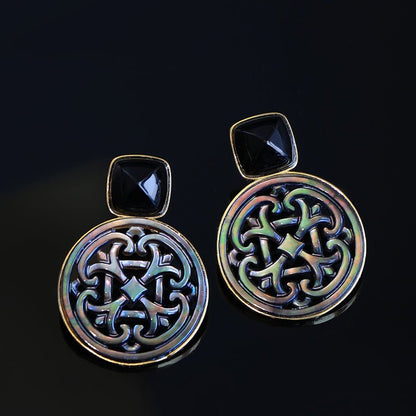 Palace Necklace, detail view of the handcrafted silver earrings