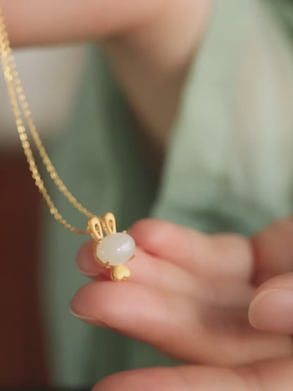 Cute Bunny Jade Necklace ｜ Stylish Jade Jewelry