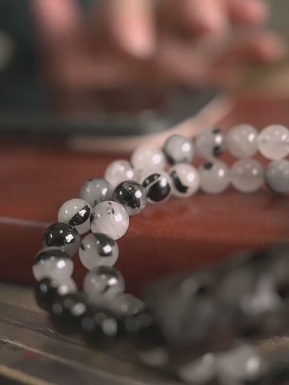 Chinese crystal bracelet with ink wash