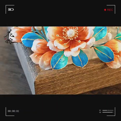 "Song of Youth" Intangible Cultural Heritage Handmade Velvet Flower Hairpin