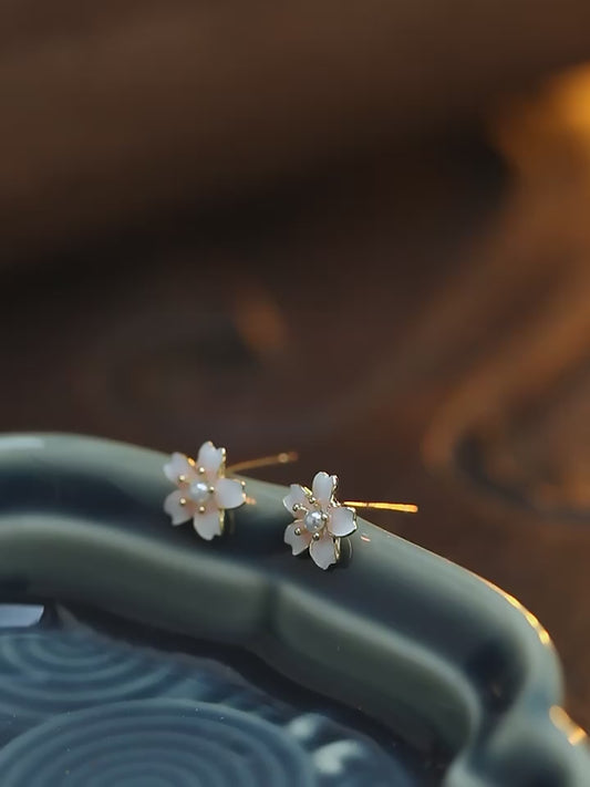 Camellia Earrings - 925 Sterling Silver