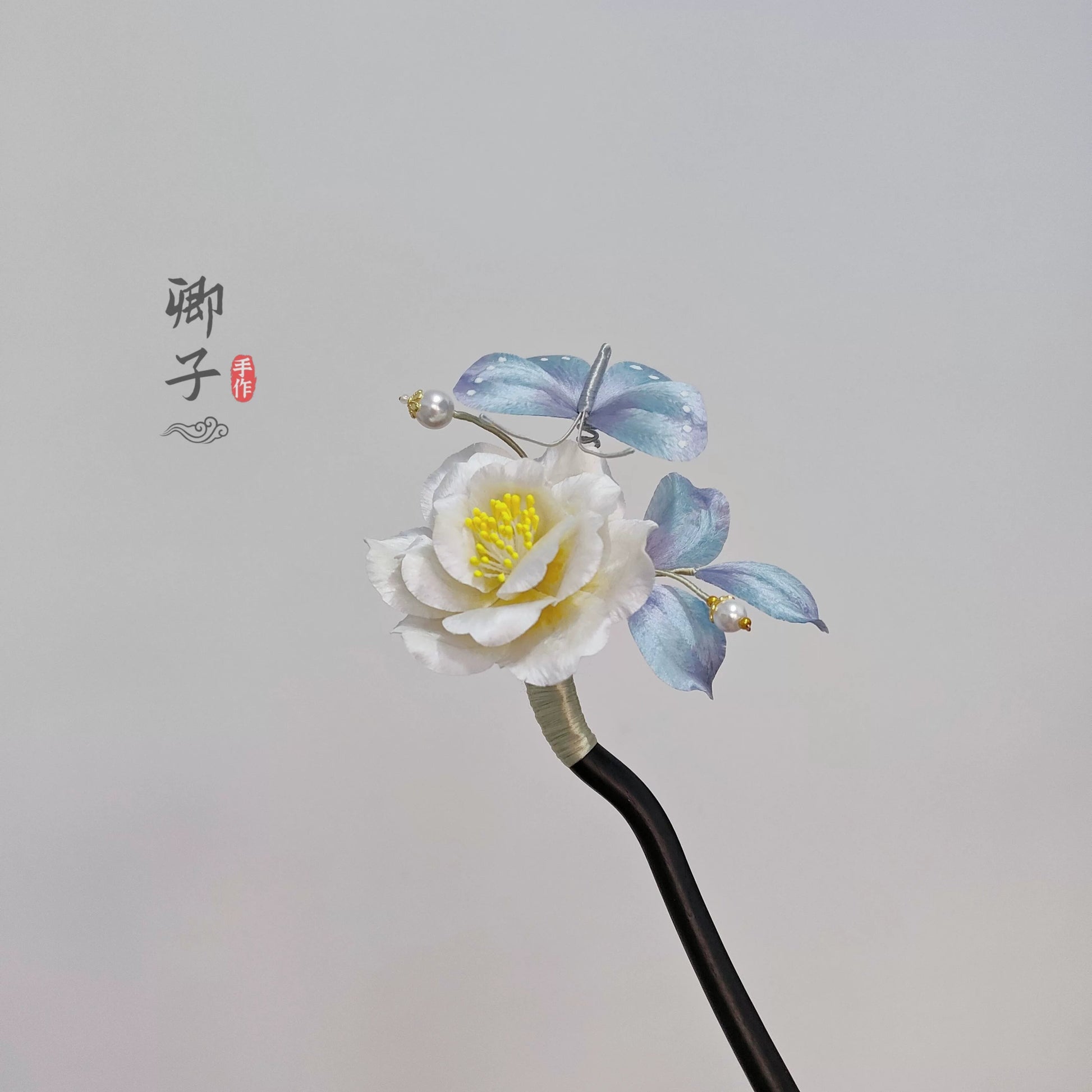 QianXiangYin Velvet Flower Hairpin | Handmade Jewelry - Hairpin - ORIENTGEM