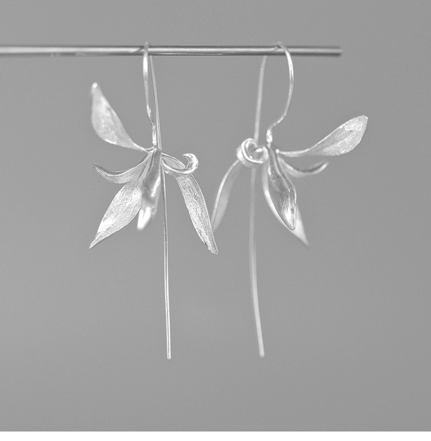 Quiet Orchid Earrings, handcrafted silver earrings in artisan jewelry