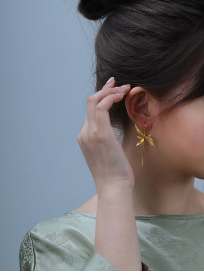 Quiet Orchid Earrings, detail view of the handcrafted silver earrings