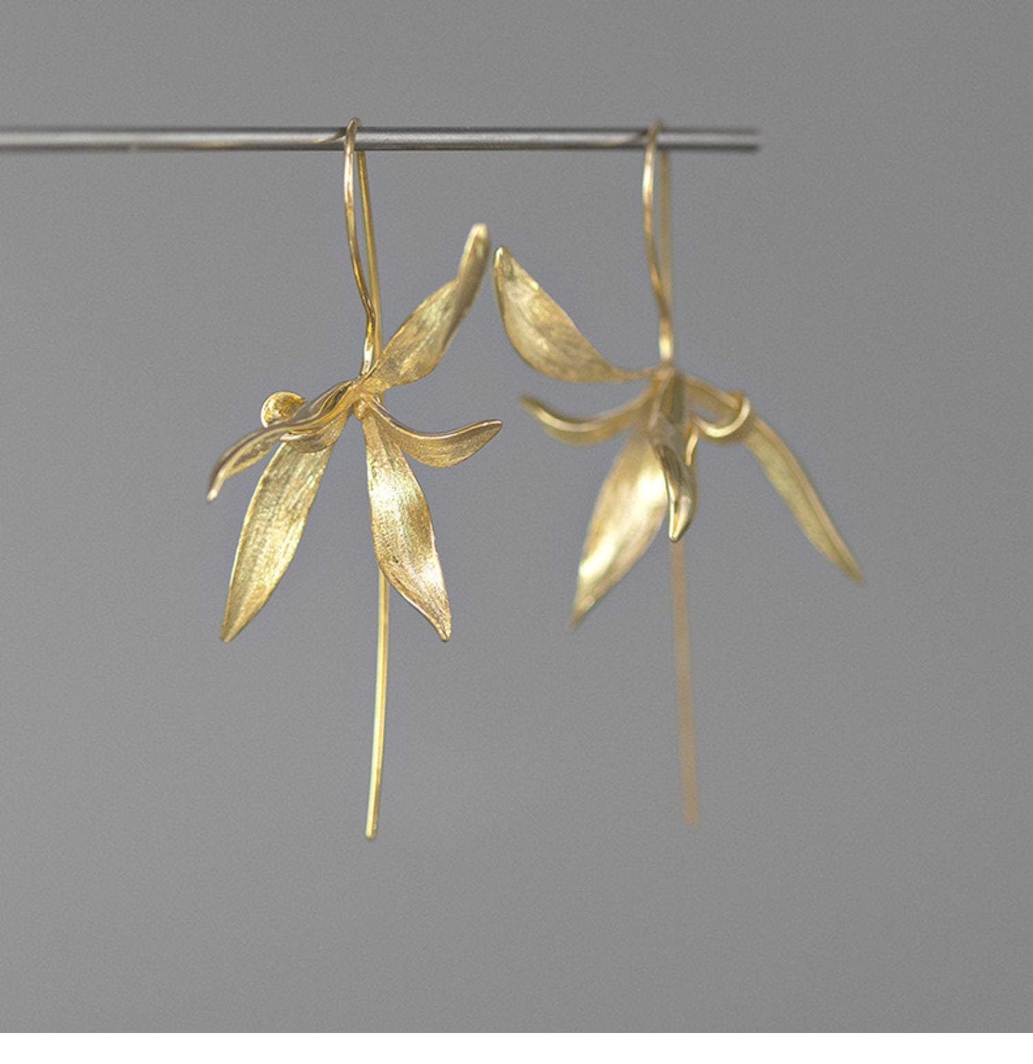 Quiet Orchid Earrings, alternate view of the handcrafted silver earrings