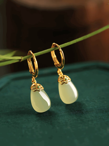 Raindrop Earring  | Jade Jewelry - Silver earrings -Silver jewelry -Sterling silver jewelry - ORIENTGEM