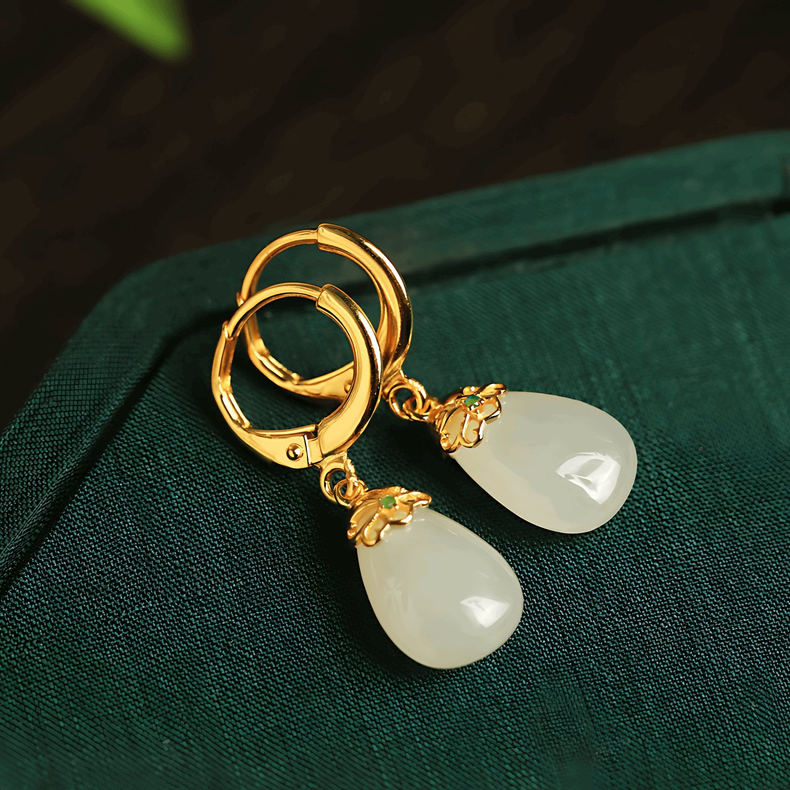 Raindrop Jade Earrings | Jade Jewelry - OrientGem