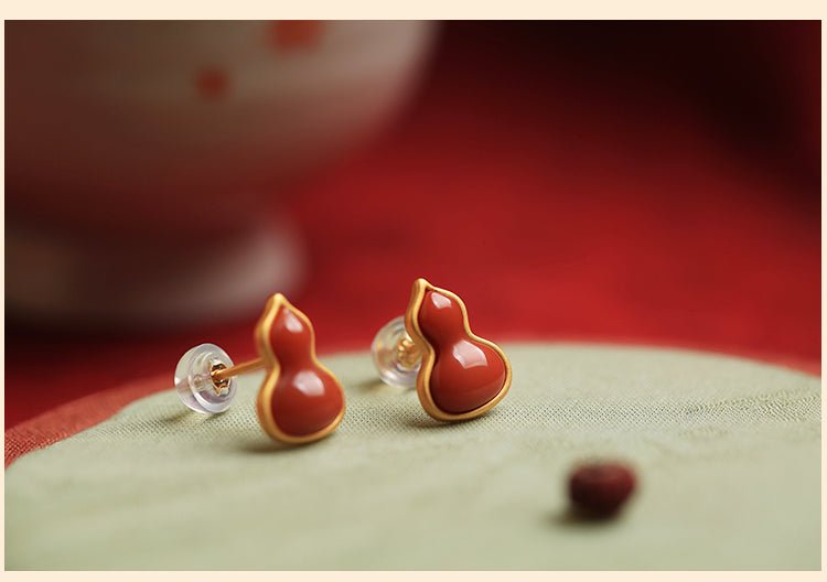 Red Agate Gourd Jade Earrings | Jade Jewelry - OrientGem