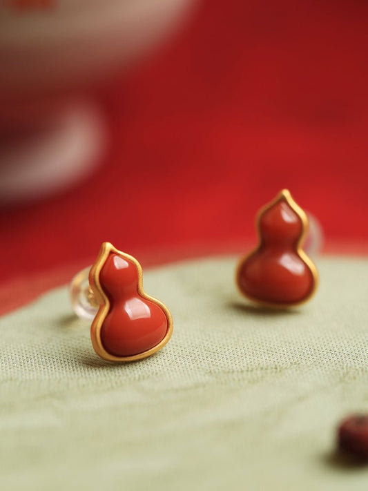 Red Agate Gourd Jade Earrings | Jade Jewelry - OrientGem