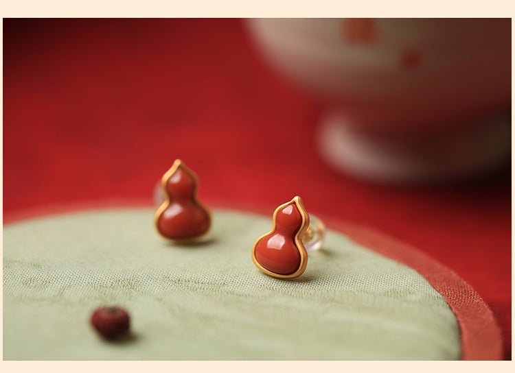 Red Agate Gourd Jade Earrings | Jade Jewelry - OrientGem