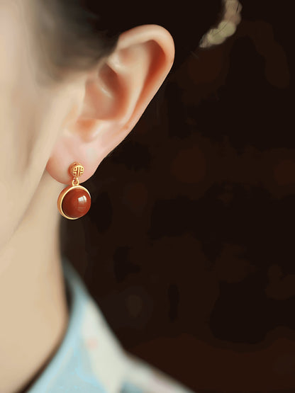 Red Agate Jade Earrings - Agate Jewelry - Agate Earrings - Jade Jewelry - Silver Earrings - ORIENTGEM