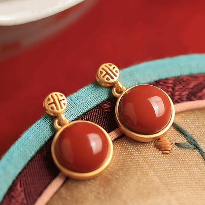 Red Agate Jade Earrings - Agate Jewelry - Agate Earrings - Jade Jewelry - Silver Earrings - ORIENTGEM