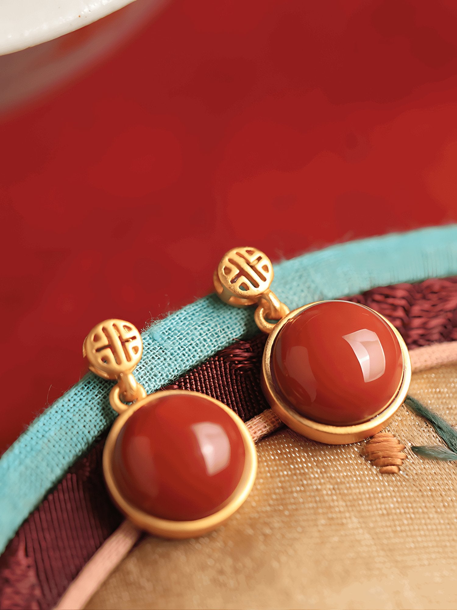 Red Agate Jade Earrings | Jade Jewelry - OrientGem