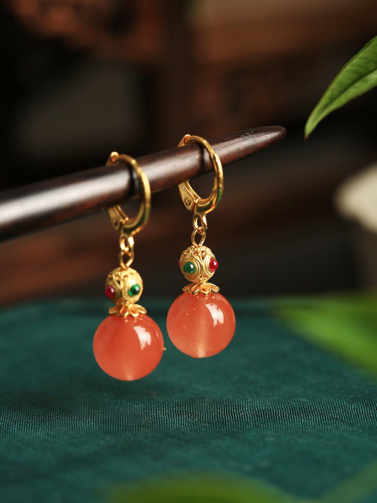 Red Agate Jade Earrings｜China Chic Jade Jewelry - OrientGem