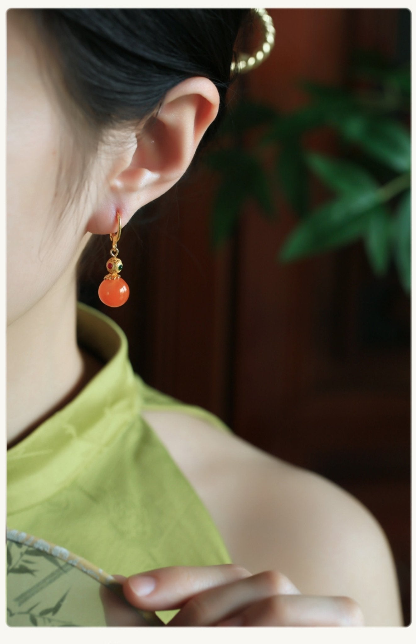 Red Agate Jade Earrings｜China Chic Jade Jewelry - OrientGem