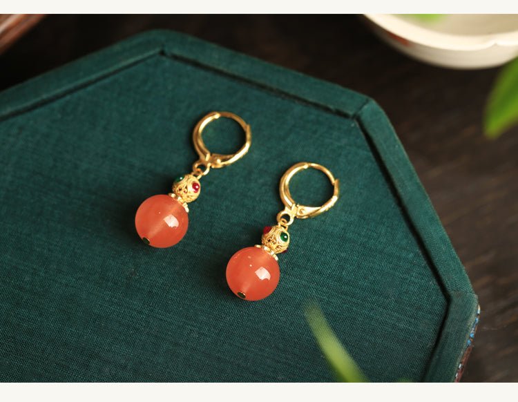 Red Agate Jade Earrings｜China Chic Jade Jewelry - OrientGem