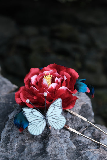 Relvon Chinese ICH Velvet Flower Handmade Hairpin - Hairpin - ORIENTGEM