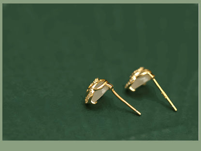 Rose Jade Earrings | Jade Jewelry, alternate view of the handcrafted natural stone earrings